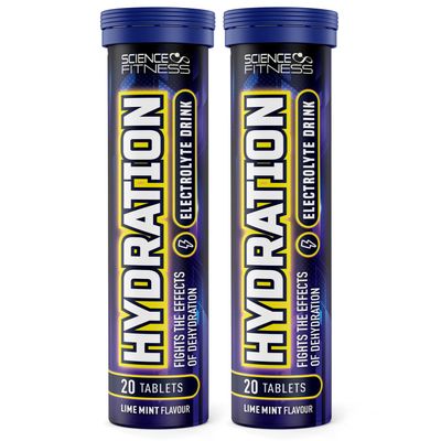Hydration Tablets with Electrolytes by Science Fitness - Rehydration Effervescent with Electrolytes & Added Vitamins -20 Tablets (2 Tubes)