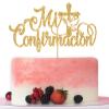 Mi Confirmacin Cake Topper, First Holy Communion Decorations, Wedding, Bridal Shower, God Bless, Spanish Baptism Party Decorations Gold Glitter view 1
