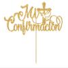 Mi Confirmacin Cake Topper, First Holy Communion Decorations, Wedding, Bridal Shower, God Bless, Spanish Baptism Party Decorations Gold Glitter view 2