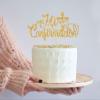 Mi Confirmacin Cake Topper, First Holy Communion Decorations, Wedding, Bridal Shower, God Bless, Spanish Baptism Party Decorations Gold Glitter view 4