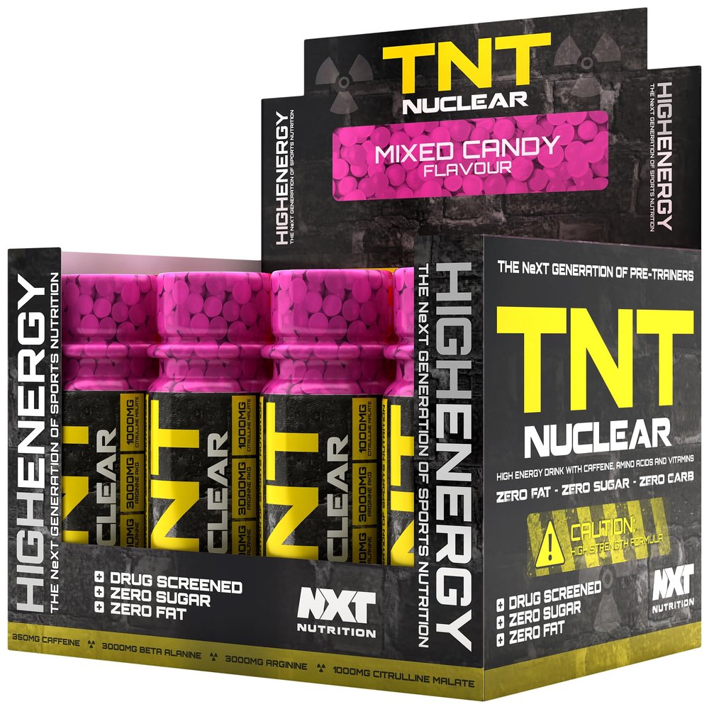 NXT Nutrition TNT Nuclear Shots - Pre Workout Energy Drink 12 x 60ml | Mixed Candy
