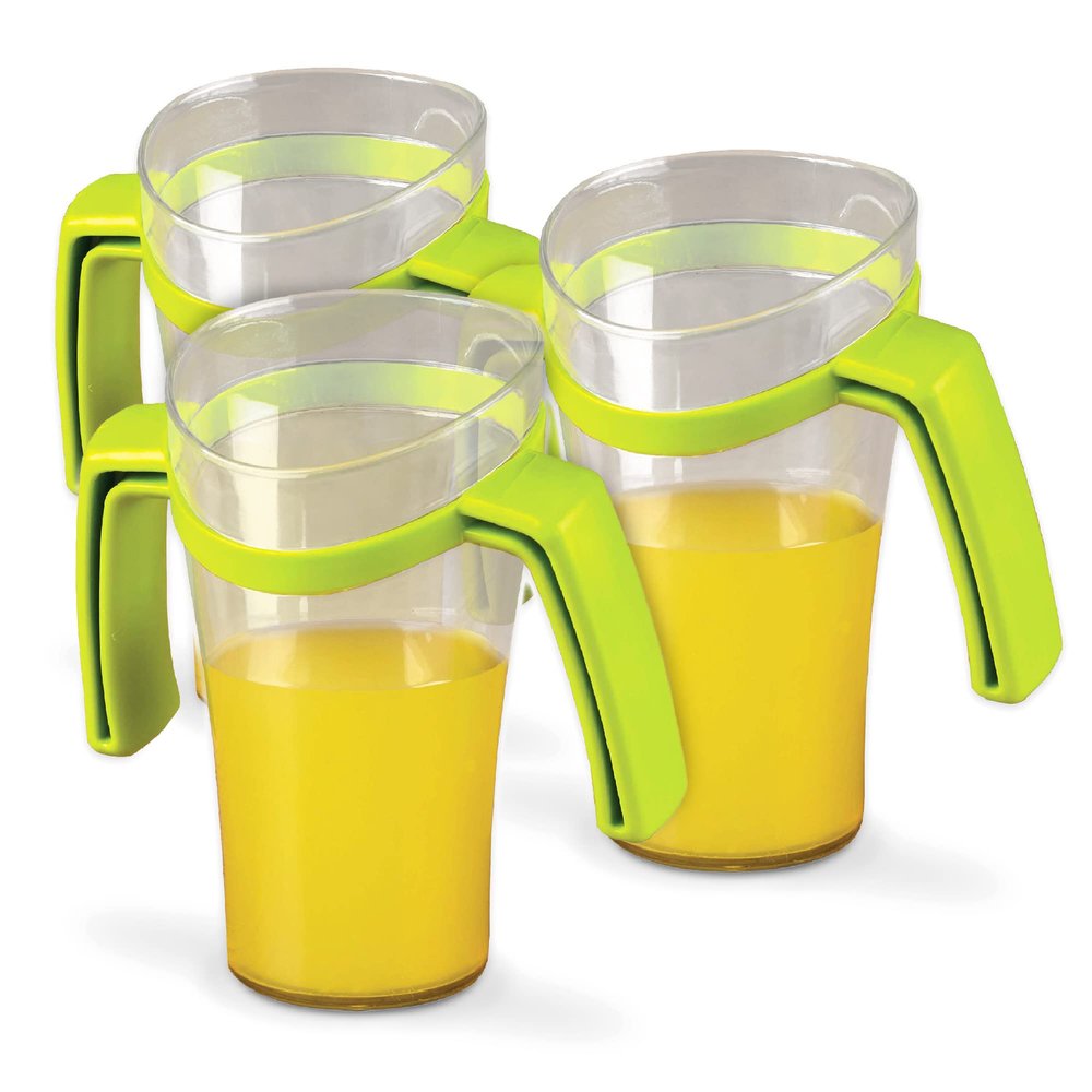Nosey Cup with Handles Pack of 3 | Adult Drinking Cup for Elderly | Plastic Cup with Handles | Adult Beaker | Adult Feeding Cup | Disability Drinking Cup | Drinking Aid | Cup with Cut Out