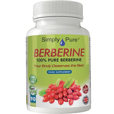 Simply Pure 100% Pure Berberine with NO Fillers or Binders | Blood Sugar Management & Heart Health | 500mg Capsules x 90 | Gluten Free | GM Free | Vegan
