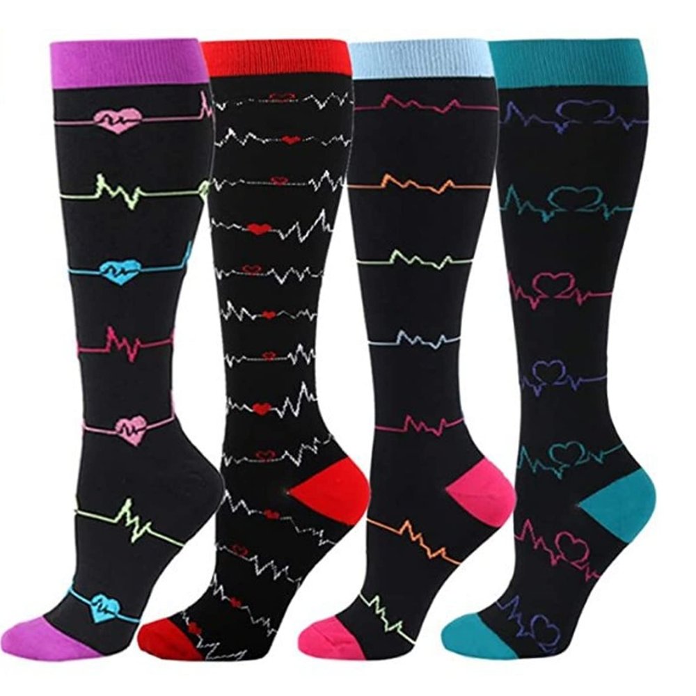 4 Pairs Compression Socks for Women & Men Circulation 20-25 mmHg is Best Support for Athletic Running Cycling,Black,S/M