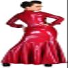 Sexy Red Latex Long Dress Rubber One-Piece Corset,Yellow,4XL view 3