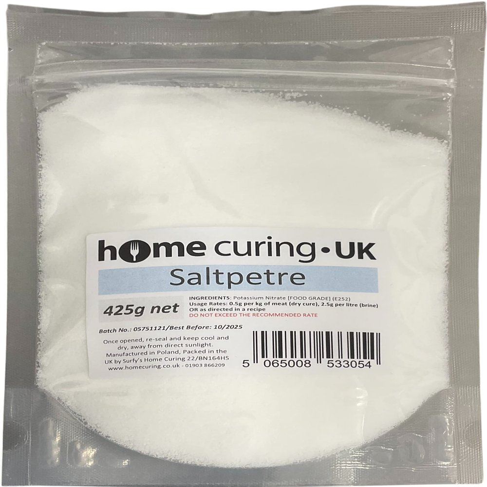 Saltpetre, Food Grade 99.5% Purity (425g) - Potassium Nitrate Powder - for Meat Curing - Surfy's Branded