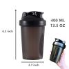 YAYAYOUNG Shaker Bottle Protein Shakes Cup and 13.5-Ounce/400ML Shaker Bottle with Whisk Balls, Protein Shaker Bottle Set, Free of BPA plastic (2PCS) (Black+White) view 2
