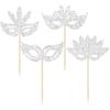 24Pcs Masquerade Masks Cupcake Toppers Glitter Bachelorette Party Mask Cupcake Food Picks Masquerade Mardi Gras Party Baby Shower Birthday Party Cake Decorations Silver view 3