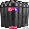 diliqua 6 PACK, Shaker Bottles with Wire Whisks for Protein Mixes | Leakproof Blender Shaker Bottle Pack | BPA-Free & Dishwasher Safe | 6 24 oz shaker bottles | Shaker Cups for shakes view 1