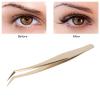 Eyelash Extension Tweezer Lash Tweezers False Precision Lash Tweezers Lashes Tweezer Eyelash for False Lashes Stainless Steel Golden (Long Oblique Tweezer) view 2