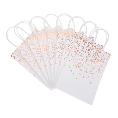 Tofficu 12pcs Handy Paper Bag Fresh Style Bag Sundries Package Heart Pattern for Clothing Shopping Love for Party Wedding Banquet