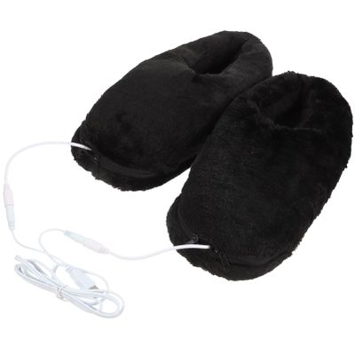 PLAFOPE 1 Pair Usb Electric Heated Slippers Supple Wool Foot Warmers with Non Skid Sole Soft Plush Heating Shoes for Cozy Feet Ideal for Relaxation and Comfort