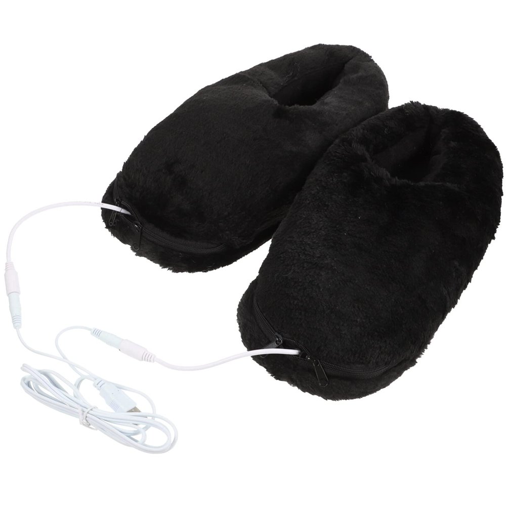 PLAFOPE 1 Pair Usb Electric Heated Slippers Supple Wool Foot Warmers with Non Skid Sole Soft Plush Heating Shoes for Cozy Feet Ideal for Relaxation and Comfort