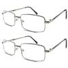 TWINKLE TWINKLE Men's Classic Rectangle Metal Reading Glasses & Square Reader Short Arms Covers R400 (2 Pairs Silver, +125 Magnification) view 1
