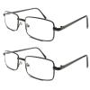 TWINKLE TWINKLE Men's Classic Rectangle Metal Reading Glasses & Square Reader Short Arms Covers R400 (2 Pairs Gun Metal, +225 Magnification) view 1