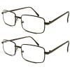 TWINKLE TWINKLE Men's Classic Rectangle Metal Reading Glasses & Square Reader Short Arms Covers R400 (2 Pairs Brown, +325 Magnification) view 1