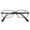 TWINKLE TWINKLE Men's Classic Rectangle Metal Reading Glasses & Square Reader Short Arms Covers R400 (2 Pairs Brown, +325 Magnification) view 2