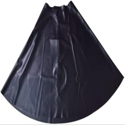 Black Latex Skirt Rubber Playsuit with Full Button Front Rubber Transparent,Light Blue,XXL