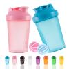 YAYAYOUNG Protein Shaker Bottle, 400 ml, Leak-Proof, BPA-Free, Protein Shaker for Supplement Shakes with Strainer & Scale, Fitness Mixer for Creamy Whey Protein Powder Shakes, Blue + Pink (2 Pieces) view 1
