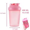 YAYAYOUNG Protein Shaker Bottle, 400 ml, Leak-Proof, BPA-Free, Protein Shaker for Supplement Shakes with Strainer & Scale, Fitness Mixer for Creamy Whey Protein Powder Shakes, Blue + Pink (2 Pieces) view 2