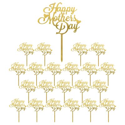 HomeSoGood 20pcs Happy Mother's Day Cake Topper, Acrylic Reusable Cake Decoration
