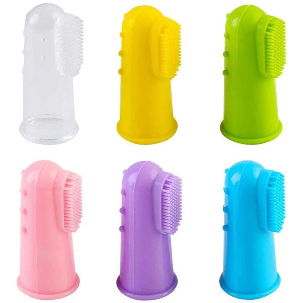 Aczyqws Finger Toothbrush,6 Pack Silicone Baby Finger Brush with Clear Case Set Food Grade Tooth Cleaner Oral Massager for Infant &Toddlers