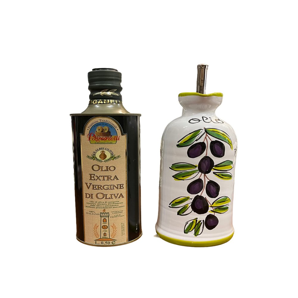 Amarcord La Romagna Extra Virgin Olive Oil Cold Obtained 100% Italian 500 ml+ Ceramic oil made and hand painted