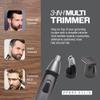 Perry Ellis 3-in-1 Ear, Nose, and Facial Hair Trimmer, Cordless Trimmer with 3 Detachable Heads, Hair Shaver with Antislip Design, Rechargeable with Charging Cable view 3