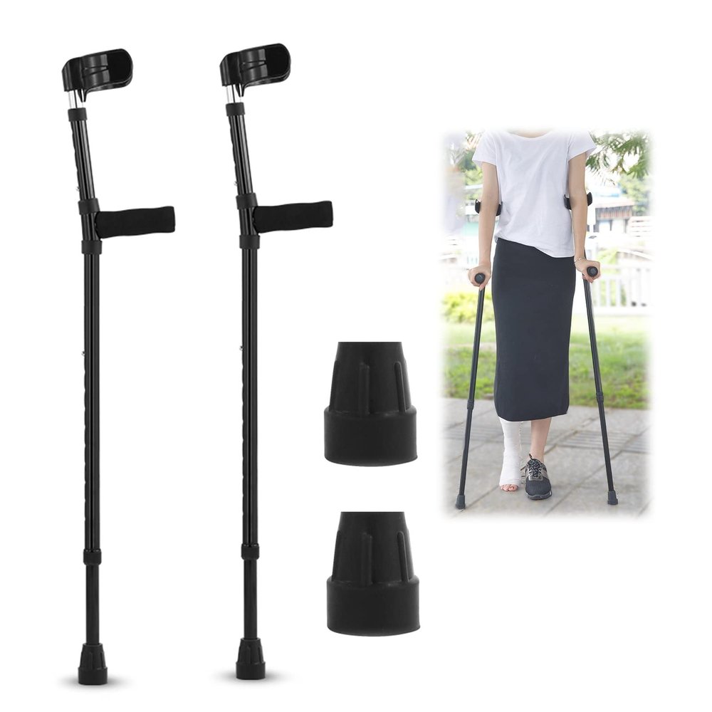1 Pair Adult Forearm Crutches, Ergonomic Crutches, Lightweight Adjustable Crutches for Men and Women, Open Cuff