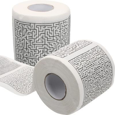 Alipis 2rolls Tissue Printed Pattern Bathroom Toilet Paper Household Paper Funny Game