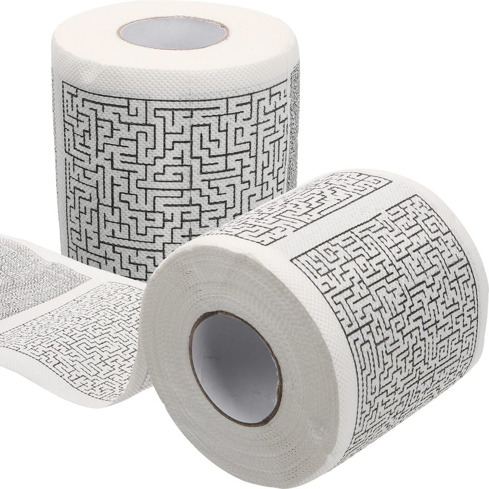 Alipis 2rolls Tissue Printed Pattern Bathroom Toilet Paper Household Paper Funny Game