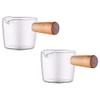 Jufjsfy 2PCS Transparent Glass Creamer with Wooden Handle, Mini Coffee Milk Creamer Pitcher. 100Ml view 1