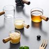 Jufjsfy 2PCS Transparent Glass Creamer with Wooden Handle, Mini Coffee Milk Creamer Pitcher. 100Ml view 2