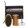 barenx Kit Of 4 - Portable Beard Brush/Beard Scissor/Lice Comb/Steel Wide Tooth Comb ?Bristle Wood Brush,Healthy,Safety for Beards,Moustache,Whisker view 1