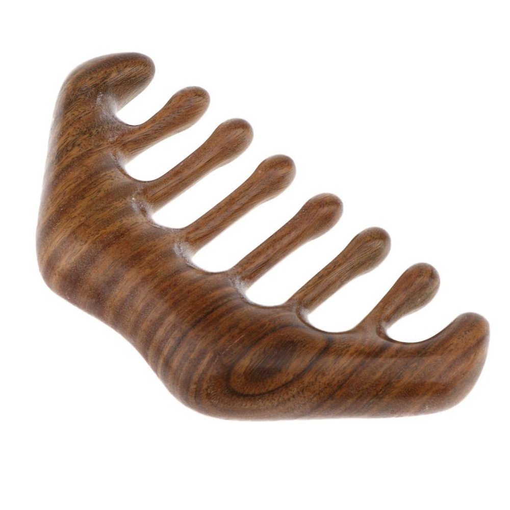 barenx Seamless Handmade Anti-Static Wide Teeth Natural Green Sandalwood Massage Detangling Hair Comb