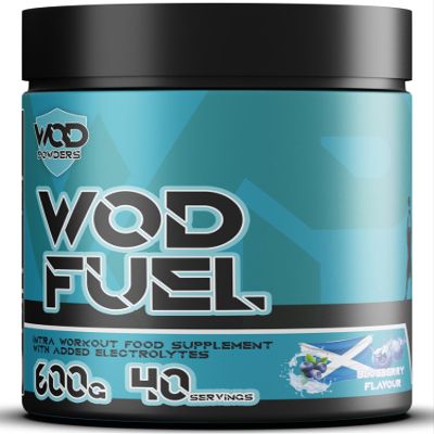 WOD Fuel Intra Workout Supplement for Functional Fitness - Cluster Dextrin, Citrulline, Taurine, BCAA's, Glutamine, Electrolytes - Workout Fuel by WOD Powders - 600g (Blueberry)