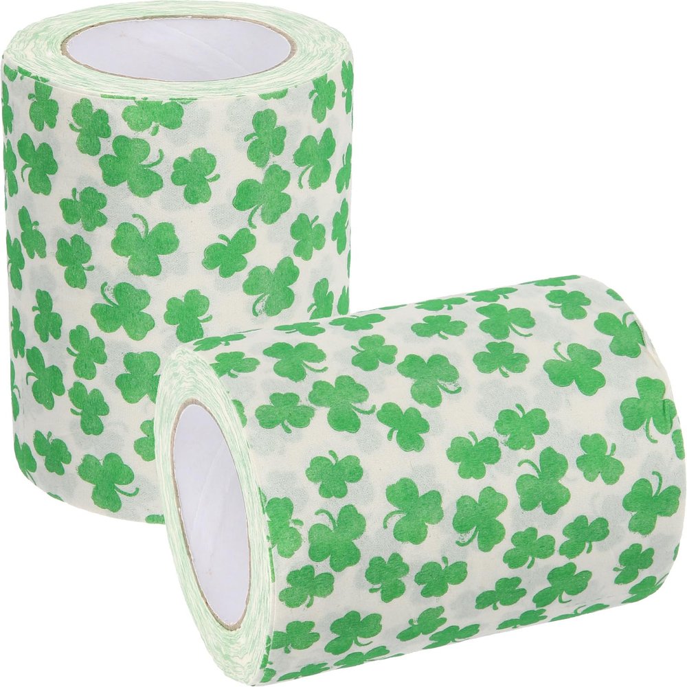 Alipis Shamrock Toilet Roll, Soft Sustainable Toilet Tissue Large Capacity Loo Roll, Toilet Paper Bulk for Home Kitchen Bathroom Toilet St Patrick's Day Decoration, 2 Rolls