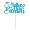 1Pc Happy Sweet 16 Cake Topper Glitter 16th Birthday Cake Pick for Cheers to 16 Years Old 16th Birthday Party Cake Decorations Supplies Light Blue view 3