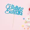 1Pc Happy Sweet 16 Cake Topper Glitter 16th Birthday Cake Pick for Cheers to 16 Years Old 16th Birthday Party Cake Decorations Supplies Light Blue view 4