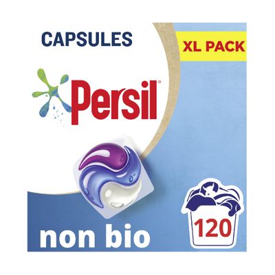 Persil 3 in 1 Non Bio Washing Capsules laundry capsules that are gentle next to sensitive skin with recyclable, plastic-free box* 3x 40 capsules (120 washes)