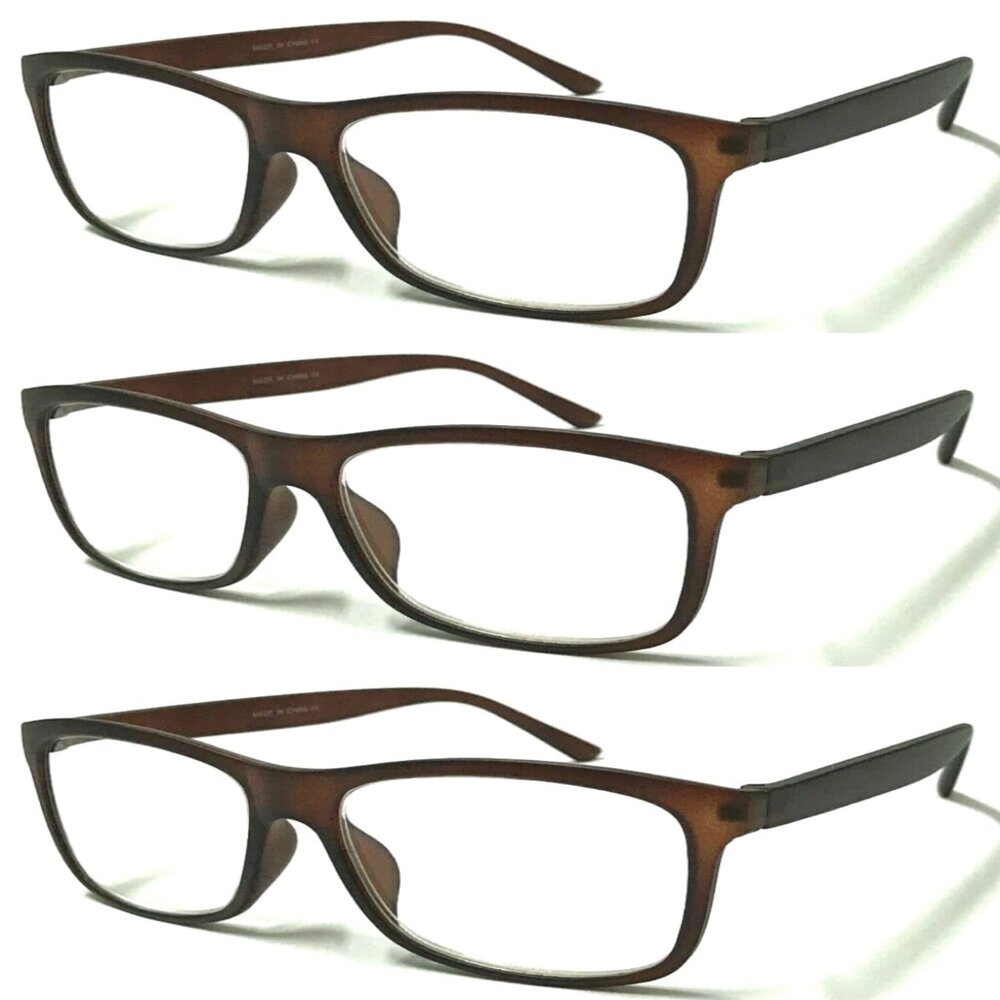 ZIZO EYEWEAR 3 Pairs Reading Glasses Value Pack Classic Stylish Comfort Design Spectacles R140 (3 Pairs Matte Brown, +3.25 Magnification)