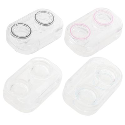 GLEAVI 4pcs Contact Lens Case Cosmetic Lens Holder Storage Box for Travel Inserter Tool Kit for Girls Accessories Random Style