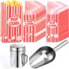 602 Pcs Popcorn Maker Supplies Set Include 600 Pcs 1oz Paper Popcorn Bags, Stainless Steel Popcorn Scoop and Dredge Bundle with Lid for Movie Night Theater Retro Carnival Birthday Party Supplies view 1