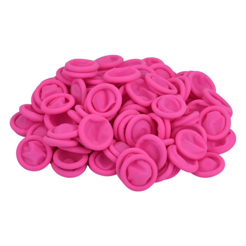 100 Pcs Disposable Finger Protectors, Finger Cots, Latex Anti-Static Finger Tip Rubber Protect Keeping Dressing Dry and Clean, for Beauty Electronic Repair (Pink)
