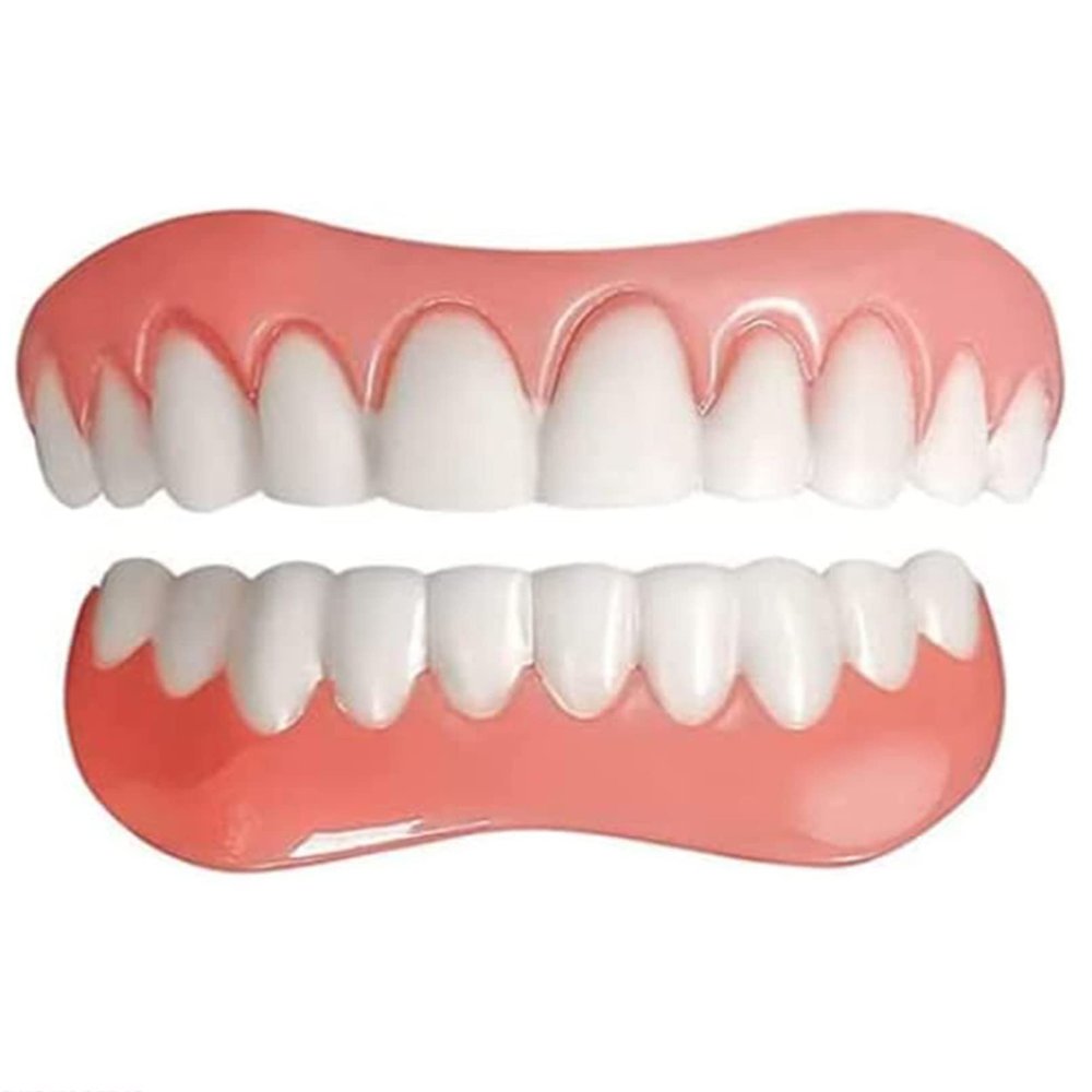 Dentures Cosmetic Veneer Natural Tone Instant Veneers Dental Silicone Tooth Whitening Temporary Prosthesis Teeth Top Bottom False Teeth Dental Men and Women,1pcs