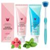 2023 New Probiotic Tongue Cleaning Gel Set, Tongue Scraper Precise Cleaning Brush Kit, Easy To Use Tongue Scrubber for Men Women with 1Tongue Brush (Mint+Peaches) view 1
