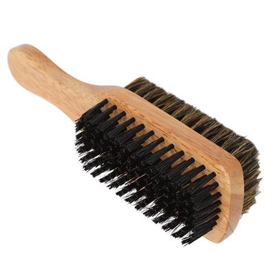 Beard Brush,Beard Comb, Double Sided Beard Brush Bristles Brush with Rubber Wood Handle for Men