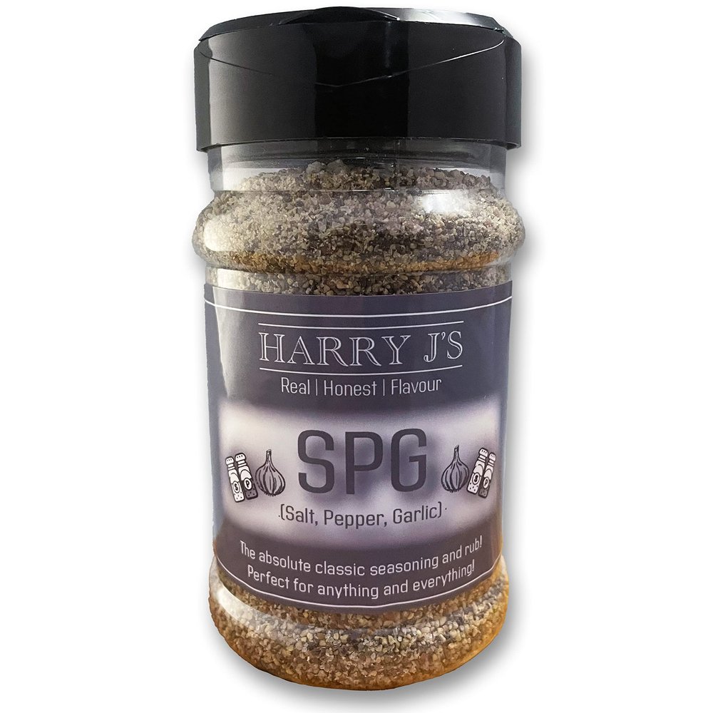 BBQ Rubs and Seasonings 200g Shaker Jar Multiple Flavours Single Jars and Bundles for Kitchen BBQ Smoker (Salt, Pepper, Garlic Rub (SPG))