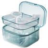 MURRI&MURRDI Retainer Case, Denture Bath Box with Strainer Basket, Mouth Guard Case, Braces Cleaner Cup, Cute Denture Cleaning Holder for Travel Retainer Storage Soak Container (B Blue) view 1