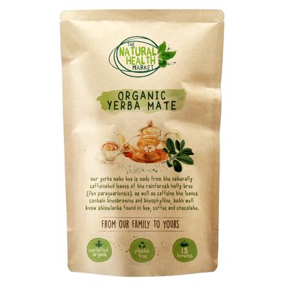 The Natural Health Market Organic Yerba Mate Tea Bags 15 Pack  Unsmoked Leaf from Brazil